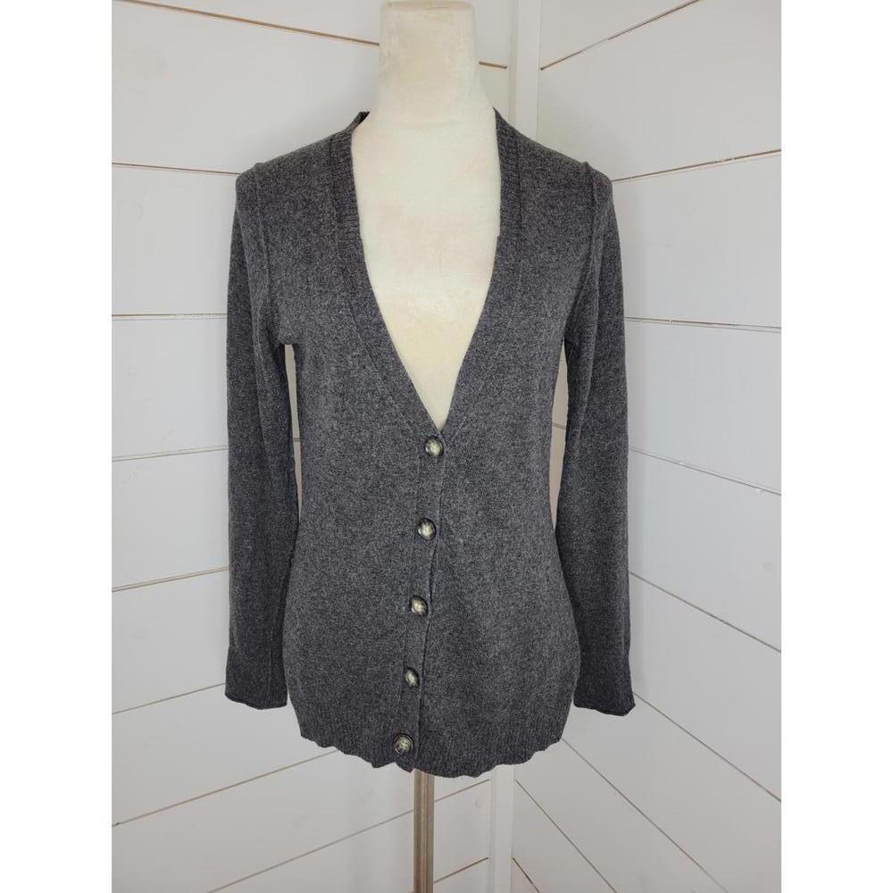 Banana Republic medium grey longish cardigan sweater. Italian yarn